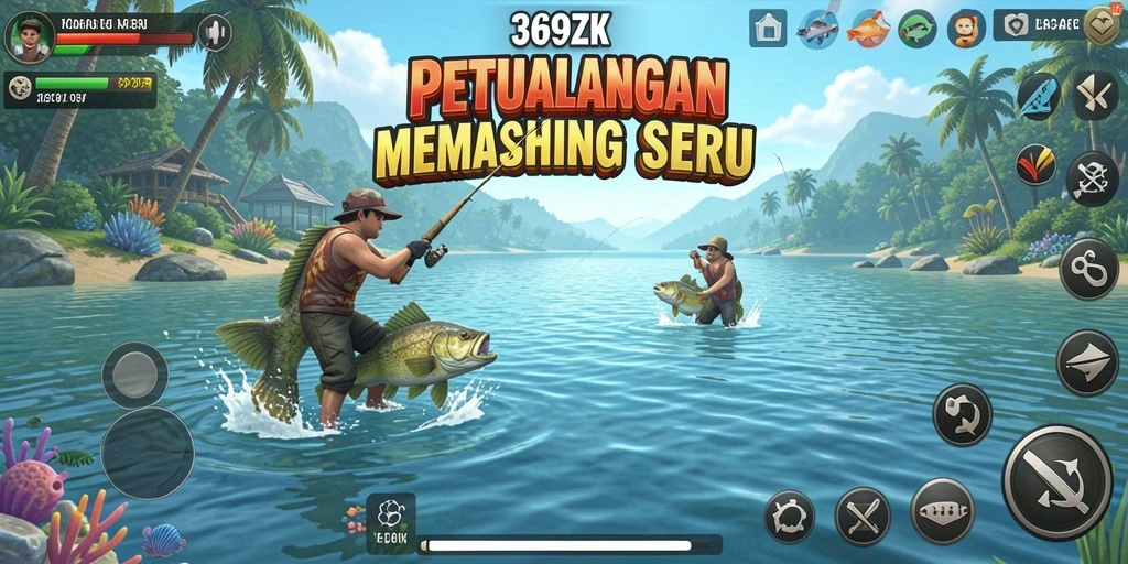 Tampilan gameplay 369ZK yang menggembirakan saat memancing.