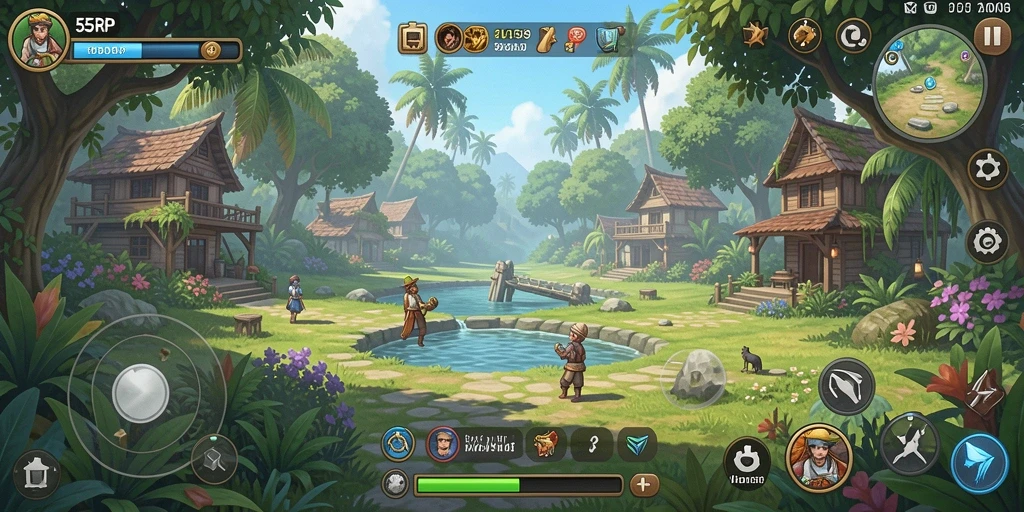 Tampilan gameplay 55RP yang cerah dan menarik saat permainan berlangsung.