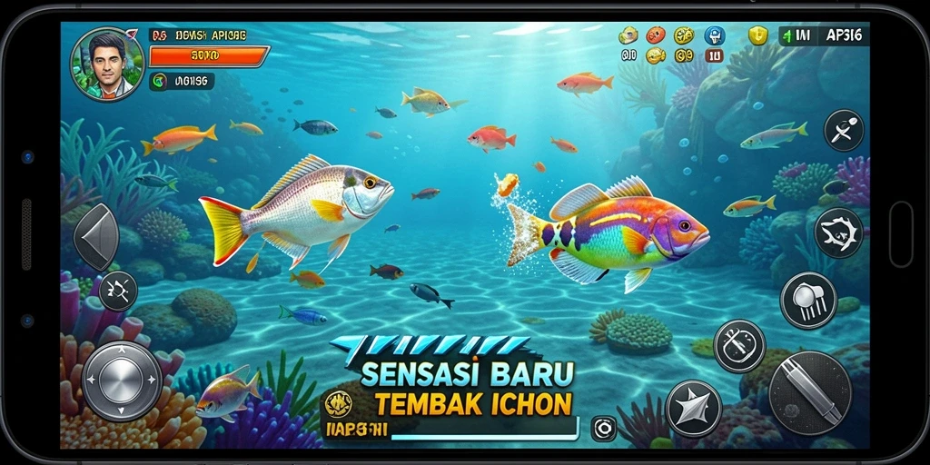 Screenshot menampilkan pengalaman seru dalam menembak ikan.