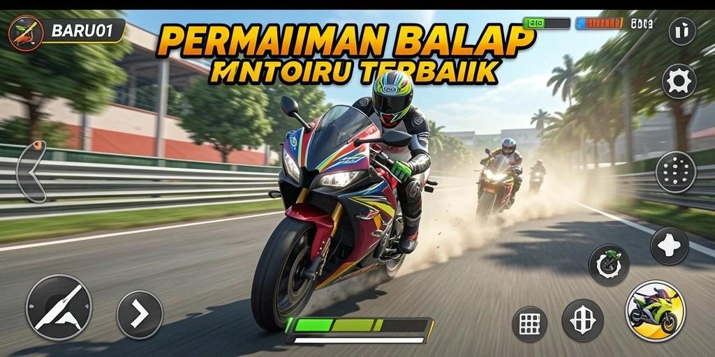 Tampilan gameplay seru dari permainan balap motor.