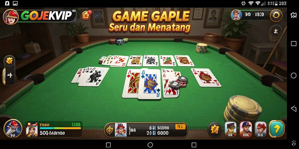 Tampilan gameplay seru dalam GOJEKVIP dengan suasana permainan Gaple.