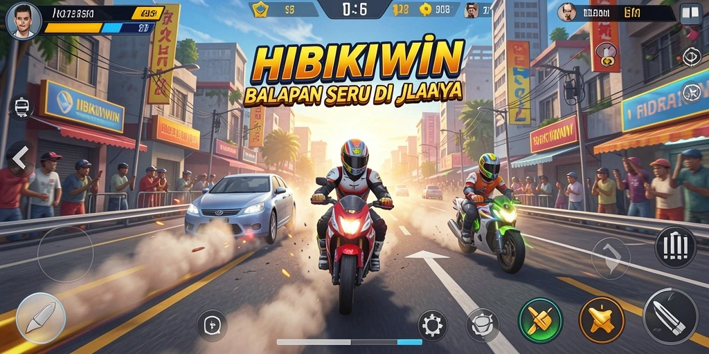 Tampilan gameplay HIBIKIWIN yang seru dan mendebarkan.