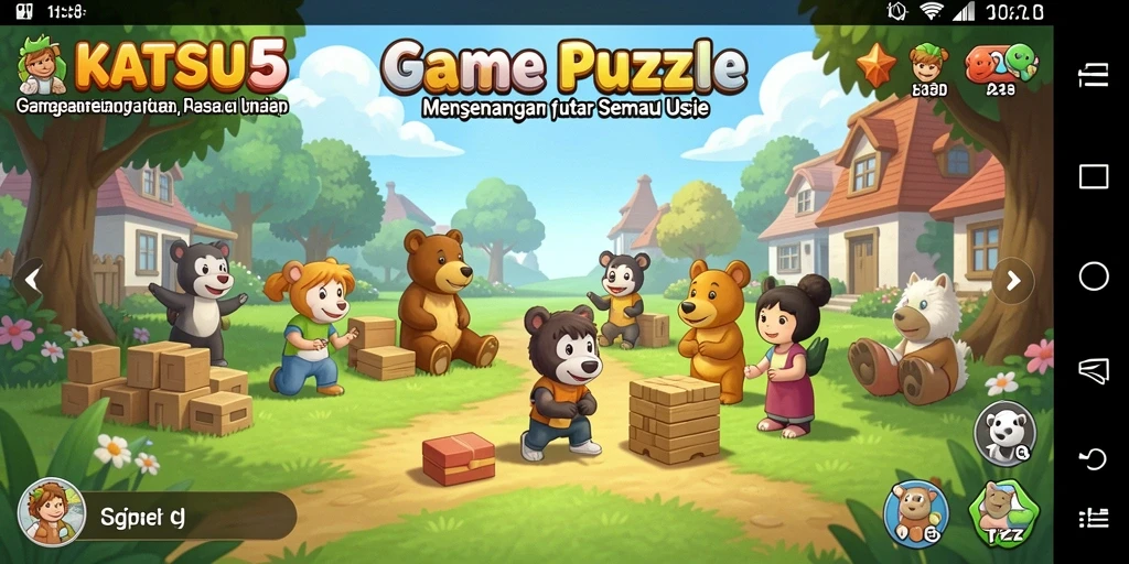 Tampilan gameplay menantang di KATSU5 yang penuh warna.