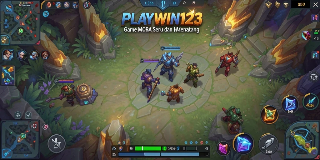 Tampilan gameplay seru dalam <strong>PLAYWIN123</strong> dengan aksi MOBA yang mendebarkan.