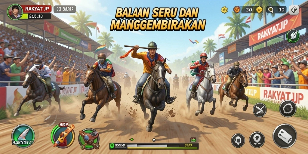 Screenshot menunjukkan gameplay balapan yang intens dan mendebarkan.