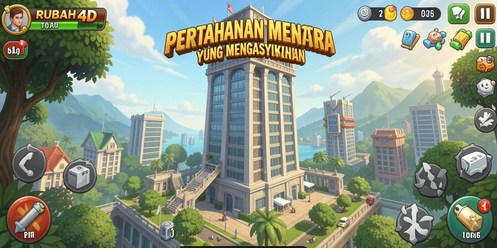 Screenshot gameplay RUBAH4D menampilkan menara yang siap bertahan.