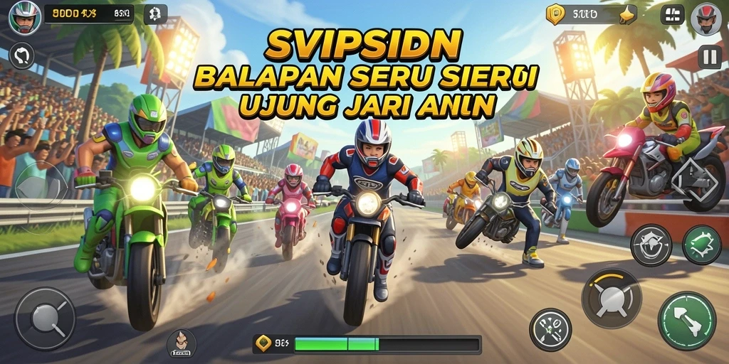 Tampilan gameplay menegangkan dalam balapan seru di SVIPSIDN.