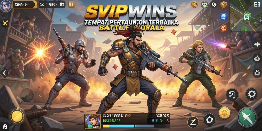 Gameplay SVIPWINS yang penuh aksi di arena Battle Royale.